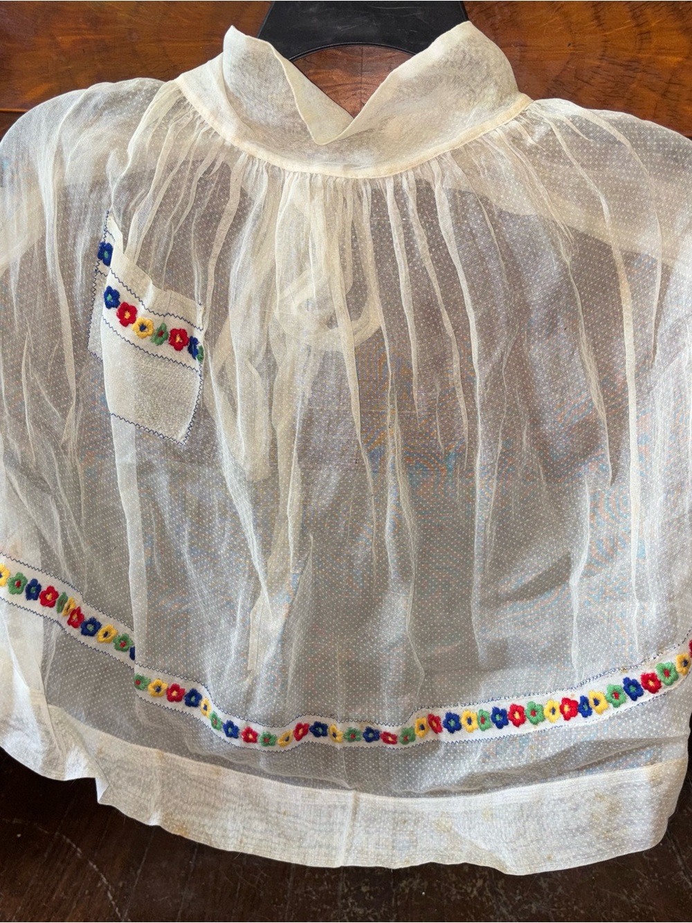 Vintage Sheer Embroidered Skirt Apron